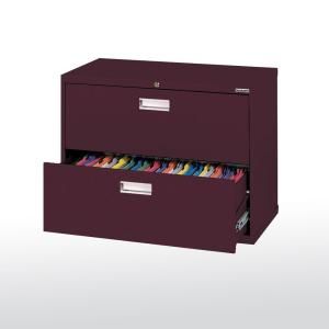 Sandusky 600 Series 36 in. W 2 Drawer Lateral File Cabinet in Burgundy LF6A362 03