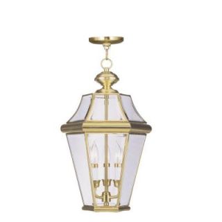 Filament Design Providence Collection 3 Light 21 in. Outdoor Polished Brass Finish Clear Beveled Glass Pendant CLI MEN2365 02