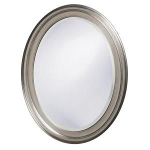 33 in. x 25 in. Round Framed Mirror in Brushed Nickel 40109