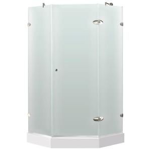 Vigo 36 1/8 in. x 76 3/4 in. Frameless Neo Angle Shower Door with Low Profile Base in Frosted/Chrome VG6061CHMT36WLS