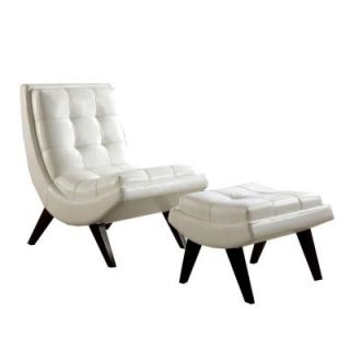 HomeSullivan White Faux Bi Cast Leather Chair & Ottoman Set 40876S651S(3A)