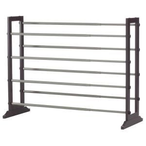 Home Decorators Collection 4 Tier Wood Shoe Rack in Espresso with Grey 1864900270