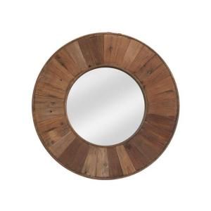 Home Decorators Collection 32 in. H x 32 in. W Dothan Brown Rustic Round Framed Mirror DISCONTINUED 1111220820
