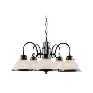 Filament Design Cabernet Collection 5 Light Oiled Bronze Chandelier with Marbleized Tea Stain Shade CLI WUP203012