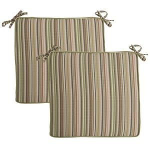 Hampton Bay Green Stripe Deluxe Outdoor Chair Cushion (2 Pack) 7347 02003100