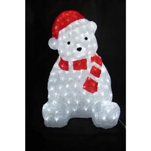 XEPA 22 in. Decorative Bear with Red Hat Sculpture LED Light EHX OS1027