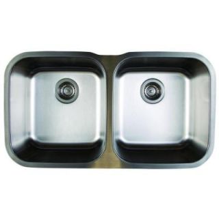 Blanco Stellar Undermount Stainless Steel 33.3 in. x 18.5 in. x 8 in. 0 Hole Equal Double Bowl Kitchen Sink 441020
