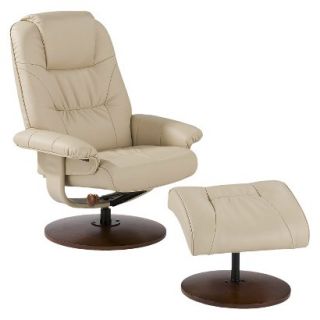 Recliner Set: Southern Enterprises Bonded Leather Recliner & Ottoman   Taupe