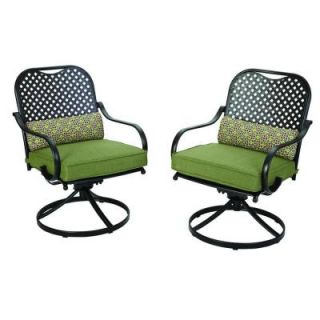 Hampton Bay Fall River Motion Patio Dining Chair with Moss Cushion (2 Pack) DY11034 DR 2