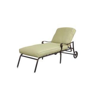 Hampton Bay Edington Patio Chaise Lounge with Celery Cushion 141034CLCBKD
