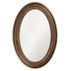 21 in. x 31 in. Oval Framed Mirror in Bronze and Gold Leaf 2110