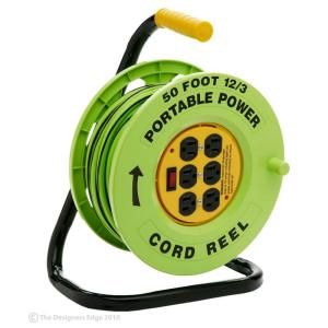 Designers Edge 50 ft. 12/3 Cord Reel with 6 Outlets   Green E 238