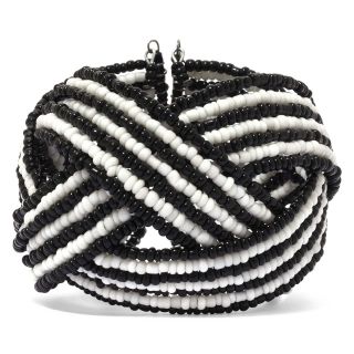 MIXIT Mixit Black and White Seed Bead Cuff Bracelet
