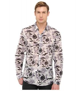 Versace Collection Camo Print Chintz Shirt Mens Long Sleeve Button Up (Gray)