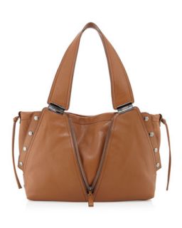 Kiera Leather Satchel Shoulder Bag, Tan