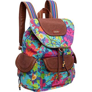 Artist Circle Flap Backpack Aqua Flower Power   Sakroots School & Day H