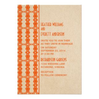 Orange Art Deco Border Wedding Invitation