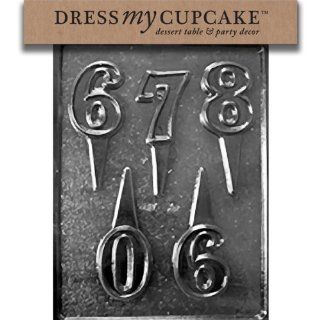 Dress My Cupcake DMCL038SET Chocolate Candy Mold, Number 6 0 Cake Toppers, Set of 6: Kitchen & Dining