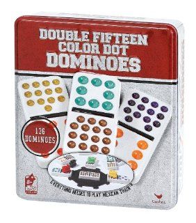 Cardinal Industries Double Fifteen Color Dot Dominoes in a Collectors Tin: Toys & Games