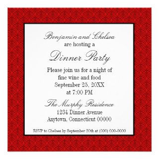 Metro Retro Dinner Party Invite, Dark Red