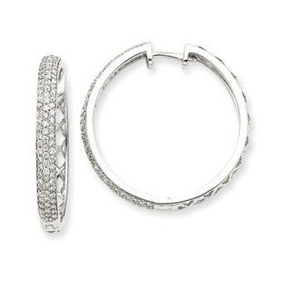 14k White Gold Diamond Hoop Earrings Cyber Monday Special: Jewelry Brothers Earring: Jewelry