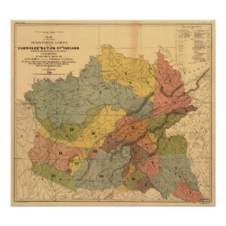Cherokee Nation of Indians Territory Map Poster