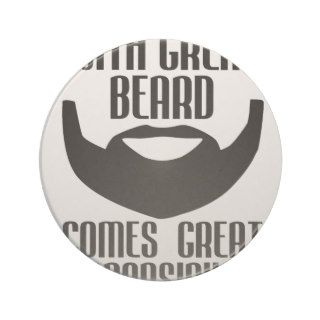 with great beard comes great responsibility tshirt coaster