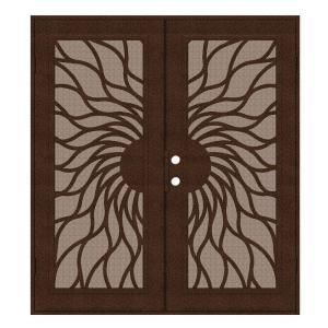 Unique Home Designs Sunfire 72 in. x 80 in. Copper Right Hand Surface Mount Security Door with Desert Sand Perforated Aluminum Screen 1S2001KL2CCP3A