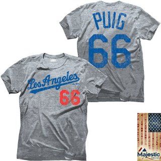 Los Angeles Dodgers Yasiel Puig Name & Number Triblend T Shirt : Sporting Goods : Sports & Outdoors