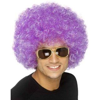 New Mens Womens Child Costume Purple Afro Disco Wigs: Clothing