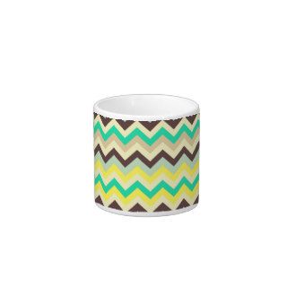 Stylish Girly Yellow Brown Emerald Chevron Pattern Espresso Mug