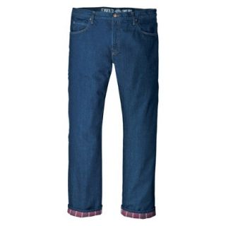 Dickies Mens Relaxed Straight Fit Flannel Lined Jean   Rinsed Indigo Blue 38x30