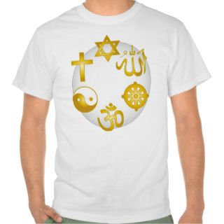 Circle of Golden Religious Symbols Tee Shirts