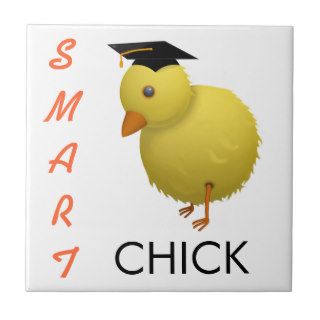 Cute Cartoon Chicken with Mortar Board Hat Tile