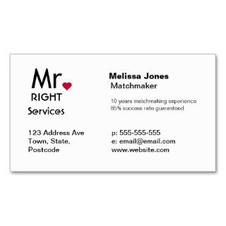 Mr Right Matchmaker dating service business cards