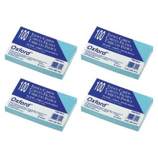 Oxford 100 Count Blank Index Cards 4 Pack   Light Blue (3X5)