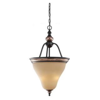 Sea Gull Lighting Brixham 3 Light Rustic Bronze Pendant with Hammered Copper Inlay Shade DISCONTINUED 51590 844