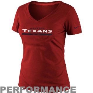 Nike Houston Texans Ladies Legend Wordmark V Neck Performance T Shirt   Red : Sports Fan Apparel : Sports & Outdoors