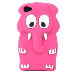 Premium iPhone 4S / 4 / 4G Hot Pink Elephant Silicone Gel Protector Cover Case   Includes TWO Bonus Personal Charm Straps Cell Phones & Accessories
