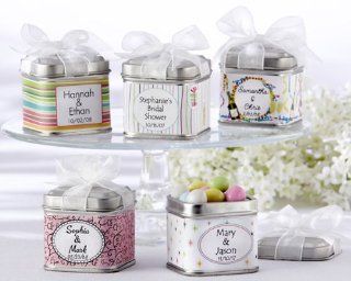 "Unexpected Treasures!" Favor Tin with Pre Tied Organza Bow & 40 Custom Designer Labels (Set of 864)   Baby Shower Gifts & Wedding Favors : Baby Keepsake Boxes : Baby