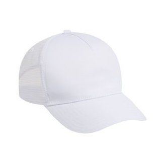 Professional Five Panel Low Profile Mesh Back Adjustable Hat Cap   White: Clothing