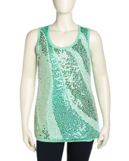 Wavy Sequined Jersey Tank, Womens