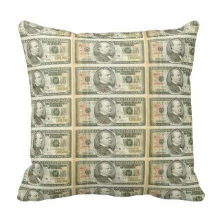 Million Dollar Bills Money Spread Background Throw Pillows