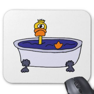 Funny Duck in a Bathtub Cartoon Mousepad