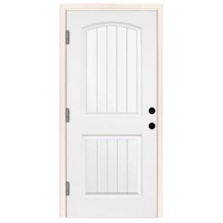 Steves & Sons Premium 2 Panel Plank Primed White Steel Entry Door with 32 in. Right Hand Outswing and 6 in. Wall ST22 PR 28 6ORH
