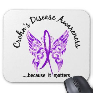 Grunge Tattoo Butterfly 6.1 Crohn's Disease Mouse Pads