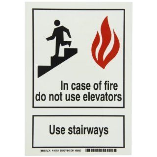 Brady 90554 Glow In The Dark Self Stick Polyester Glow In The Dark Exit & Directional Sign, 10" X 7", Legend "In Case Of Fire Do Not Use Elevators Use Stairways (with Picto)": Industrial Warning Signs: Industrial & Scientific