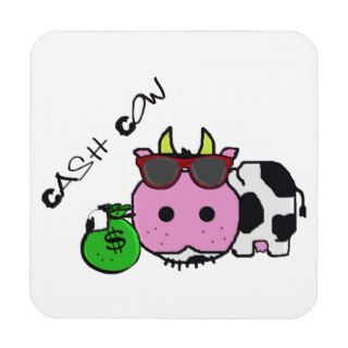 Schnozzle Cow Cash Cow Cartoon w/Money Bag Drink Coaster