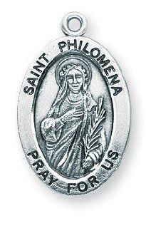 St. Philomena Pendant Oval Sterling Silver with Chain: HMH Religious: Jewelry