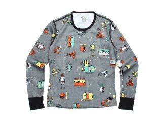 Hot Chillys Kids Midweight Print Crew Boys Clothing (Gray)
